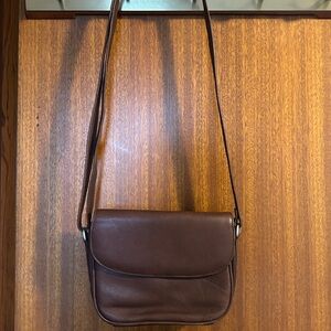 Vintage Genuine Leather Brown Saddlebag Shoulder Bag Crossbody Purse